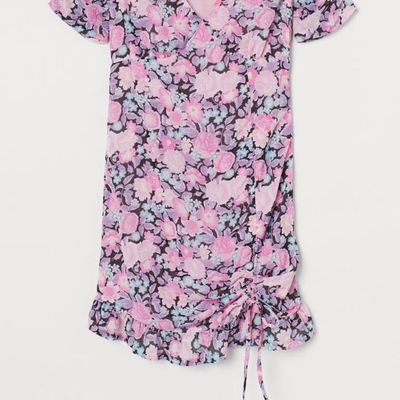 NWT H&M DIVIDED FLORAL PINK DRESS L - Picture 3 of 4